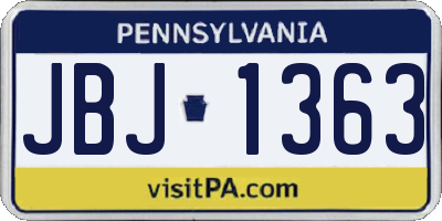 PA license plate JBJ1363