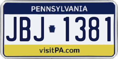 PA license plate JBJ1381