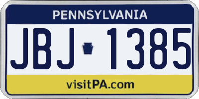 PA license plate JBJ1385