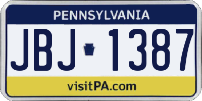 PA license plate JBJ1387