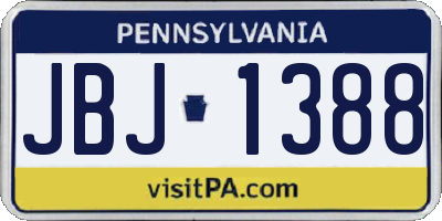 PA license plate JBJ1388