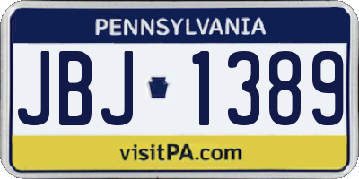PA license plate JBJ1389