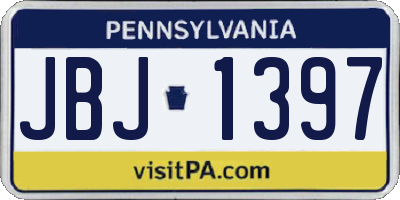 PA license plate JBJ1397