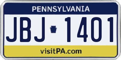 PA license plate JBJ1401