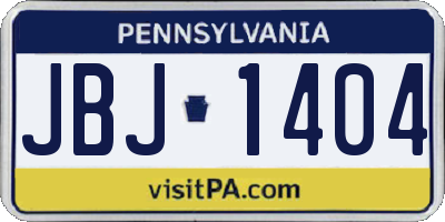 PA license plate JBJ1404