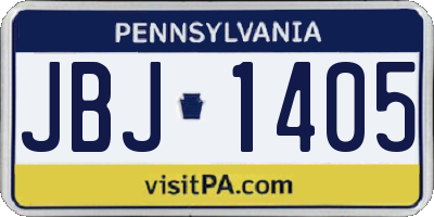 PA license plate JBJ1405