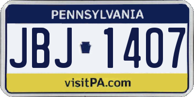 PA license plate JBJ1407