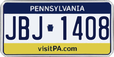 PA license plate JBJ1408