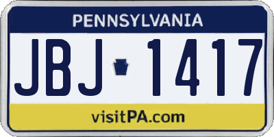 PA license plate JBJ1417