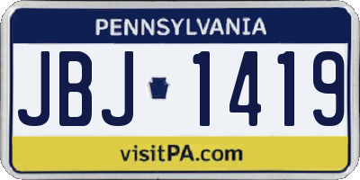PA license plate JBJ1419