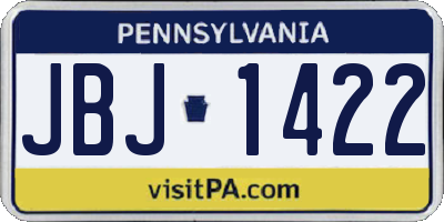 PA license plate JBJ1422