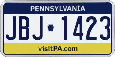 PA license plate JBJ1423