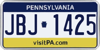 PA license plate JBJ1425
