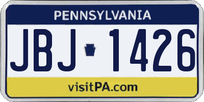 PA license plate JBJ1426