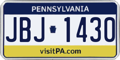PA license plate JBJ1430