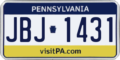 PA license plate JBJ1431