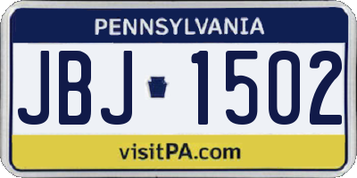 PA license plate JBJ1502