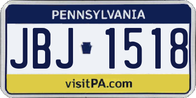 PA license plate JBJ1518