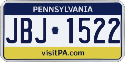 PA license plate JBJ1522