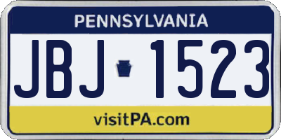 PA license plate JBJ1523