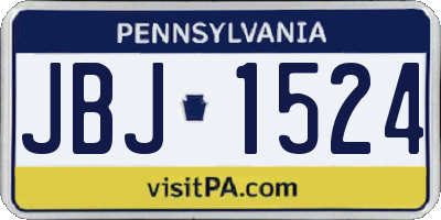 PA license plate JBJ1524