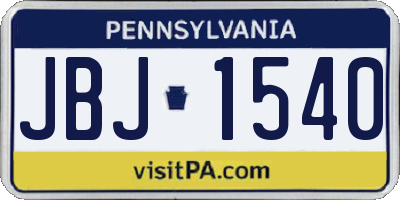 PA license plate JBJ1540