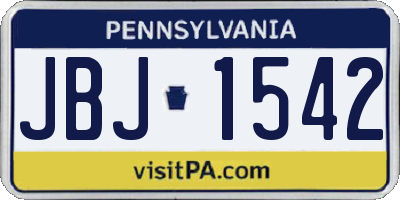 PA license plate JBJ1542