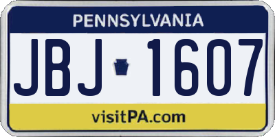 PA license plate JBJ1607