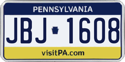 PA license plate JBJ1608