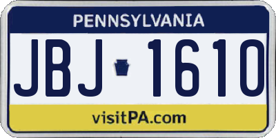 PA license plate JBJ1610