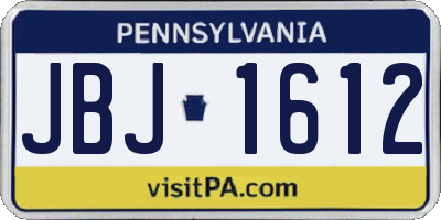 PA license plate JBJ1612