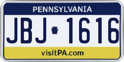 PA license plate JBJ1616