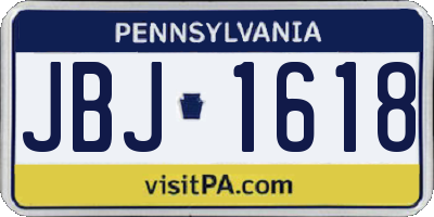 PA license plate JBJ1618