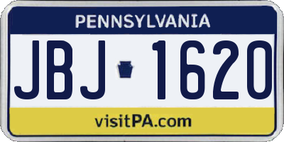 PA license plate JBJ1620