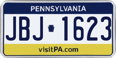 PA license plate JBJ1623