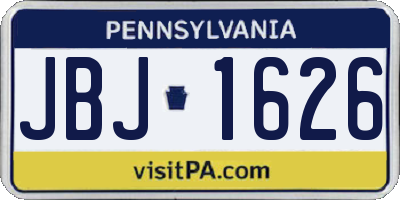 PA license plate JBJ1626