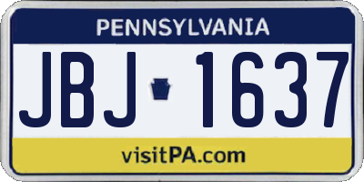 PA license plate JBJ1637