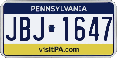 PA license plate JBJ1647