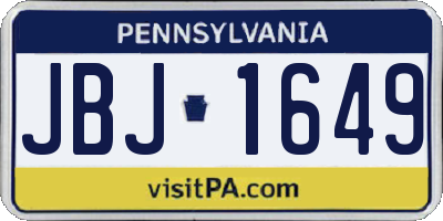 PA license plate JBJ1649