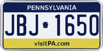 PA license plate JBJ1650