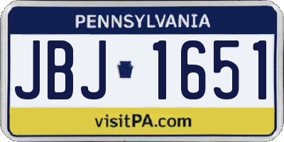 PA license plate JBJ1651