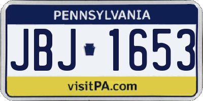 PA license plate JBJ1653