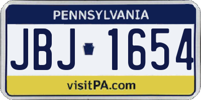 PA license plate JBJ1654