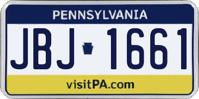 PA license plate JBJ1661