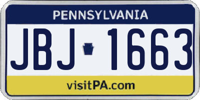 PA license plate JBJ1663