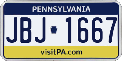 PA license plate JBJ1667