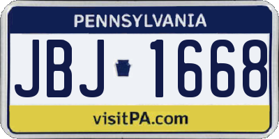 PA license plate JBJ1668