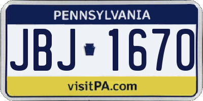 PA license plate JBJ1670