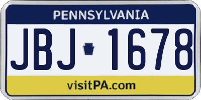 PA license plate JBJ1678