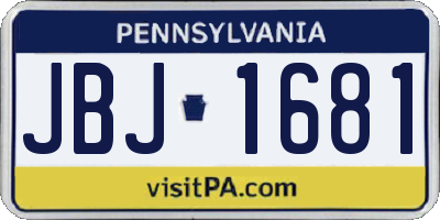 PA license plate JBJ1681